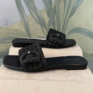 Marc Fisher Black Woven Slide Sandals, size 10, NWOT